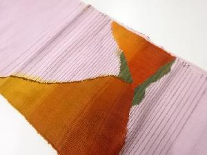 アンティーク　手織り真綿紬抽象模様織出し名古屋帯（材料）